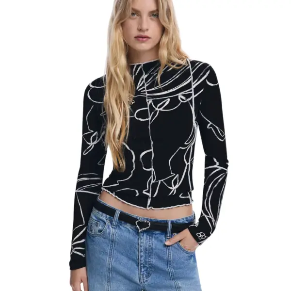 Desigual - Γυναικεία Μπλούζα Londres Regular Fit 25WWTK49-2000 Μαύρο