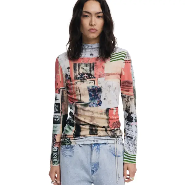 Desigual - Γυναικεία Μπλούζα Montreal Regular Fit 25WWJF39-9019 Πολύχρωμο