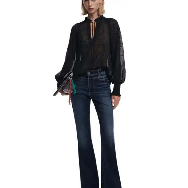 Desigual - Γυναικεία Μπλούζα Regular Fit 25WWBW05-2000 Μαύρο 25WWBW05-2000