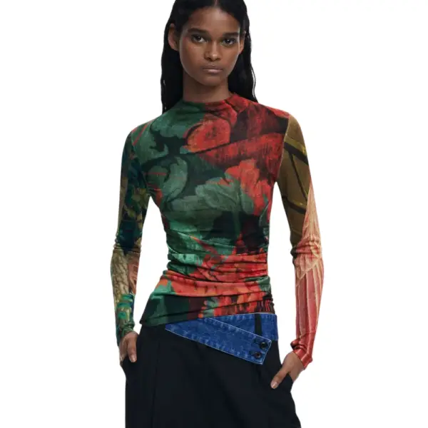 Desigual - Γυναικεία Μπλούζα Tapiz Lacroix Regular Fit 25WWJF48-4055 Πράσινο