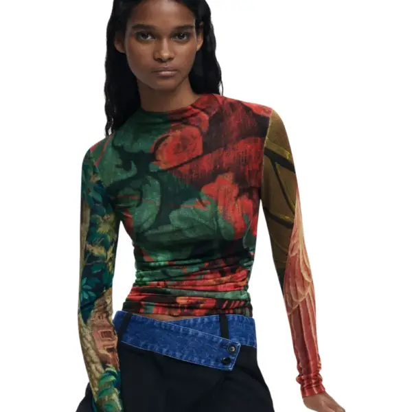 Desigual - Γυναικεία Μπλούζα Tapiz Lacroix Regular Fit 25WWJF48-4055 Πράσινο 25WWJF48-4055