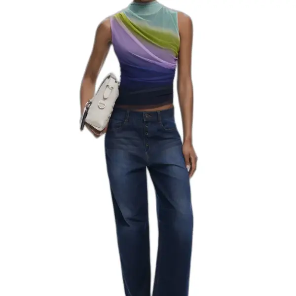 Desigual - Γυναικεία Μπλούζα Τούλι Ντεγκραντέ Regular Fit 25WWTK18-3086 Πολύχρωμο 25WWTK18-3086