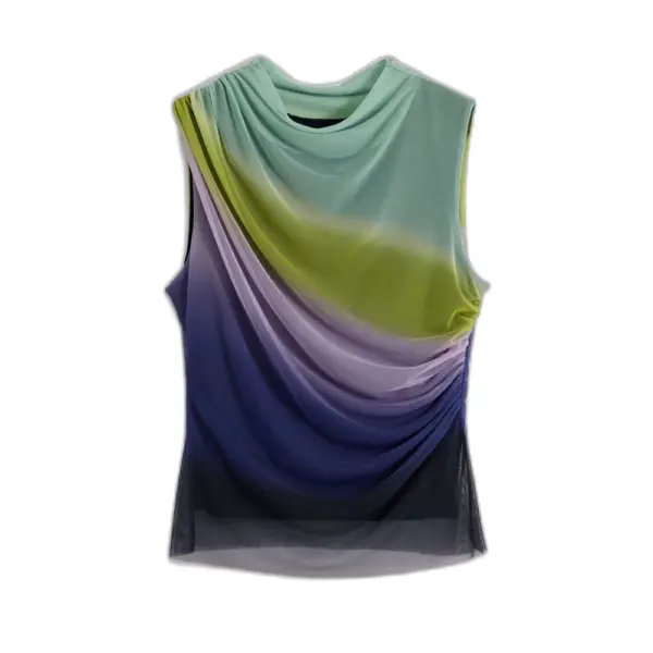 Desigual - Γυναικεία Μπλούζα Τούλι Ντεγκραντέ Regular Fit 25WWTK18-3086 Πολύχρωμο 25WWTK18-3086