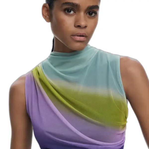 Desigual - Γυναικεία Μπλούζα Τούλι Ντεγκραντέ Regular Fit 25WWTK18-3086 Πολύχρωμο 25WWTK18-3086