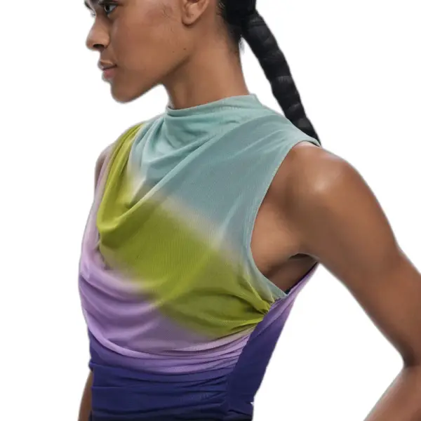 Desigual - Γυναικεία Μπλούζα Τούλι Ντεγκραντέ Regular Fit 25WWTK18-3086 Πολύχρωμο 25WWTK18-3086