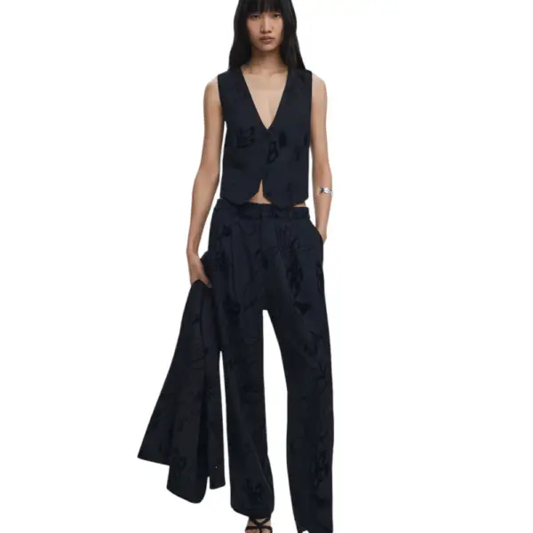 Desigual - Γυναικείο Παντελόνι Flock Regular Fit 25WWPW05-2000 Μαύρο