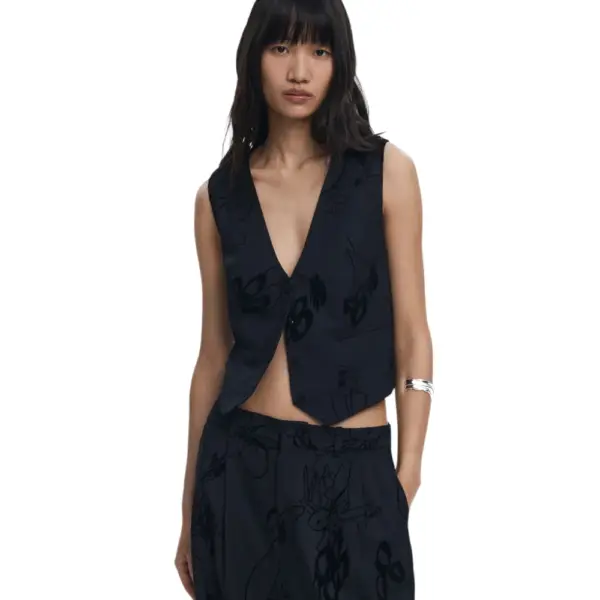 Desigual - Γυναικείο Παντελόνι Flock Regular Fit 25WWPW05-2000 Μαύρο 25WWPW05-2000