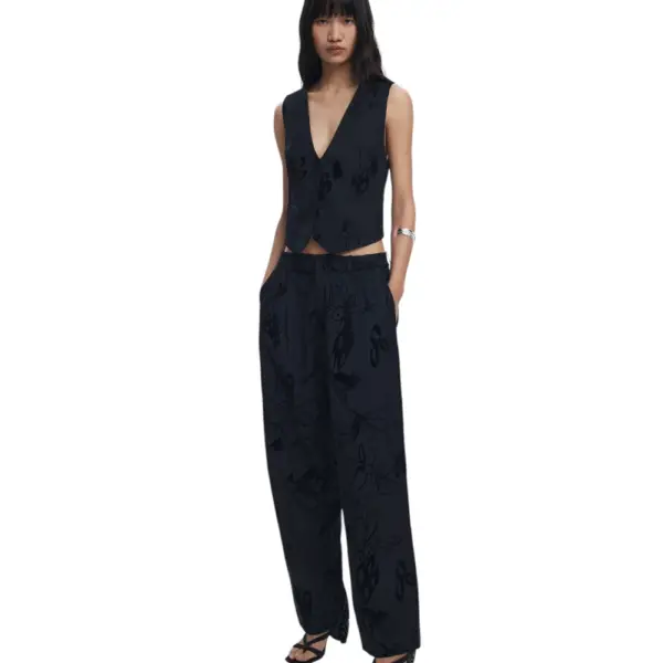 Desigual - Γυναικείο Παντελόνι Flock Regular Fit 25WWPW05-2000 Μαύρο 25WWPW05-2000