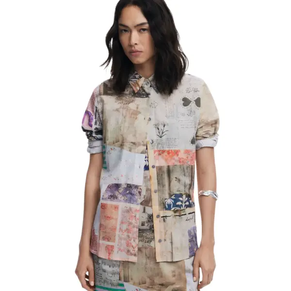 Desigual - Γυναικείο Πουκάμισο Postcard Regular Fit 25WWCW18-6063 Μπεζ