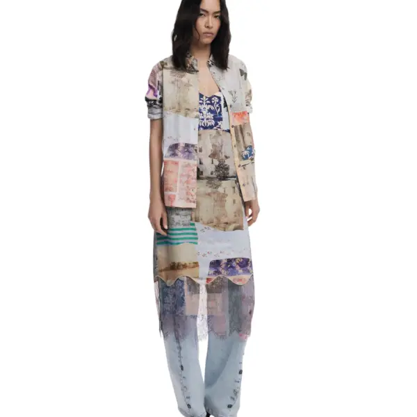 Desigual - Γυναικείο Πουκάμισο Postcard Regular Fit 25WWCW18-6063 Μπεζ 25WWCW18-6063