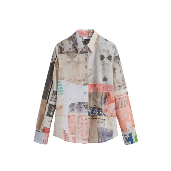 Desigual - Γυναικείο Πουκάμισο Postcard Regular Fit 25WWCW18-6063 Μπεζ 25WWCW18-6063