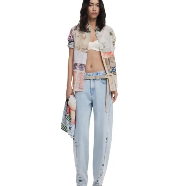 Desigual - Γυναικείο Πουκάμισο Postcard Regular Fit 25WWCW18-6063 Μπεζ 25WWCW18-6063