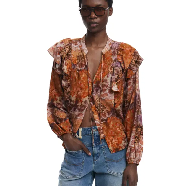 Desigual - Γυναικείο Πουκάμισο Romantica Loose Fit 25WWBW08-7002 Πορτοκαλί