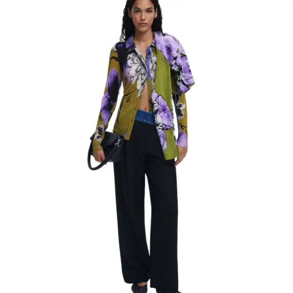 Desigual - Γυναικείο Πουκάμισο Tuffel Flower Slim Fit 25WWTK35-4010 Πράσινο 25WWTK35-4010