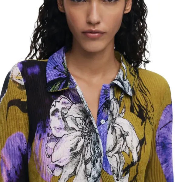 Desigual - Γυναικείο Πουκάμισο Tuffel Flower Slim Fit 25WWTK35-4010 Πράσινο 25WWTK35-4010