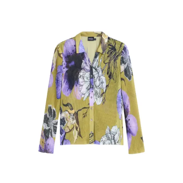 Desigual - Γυναικείο Πουκάμισο Tuffel Flower Slim Fit 25WWTK35-4010 Πράσινο 25WWTK35-4010