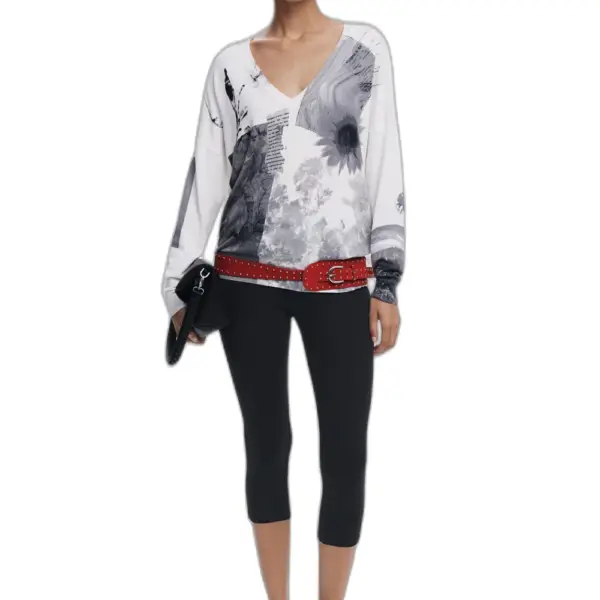 Desigual - Γυναικείο Πουλόβερ Gotemburgo Regular Fit 25WWJF15-1000 Λευκό 25WWJF15-1000