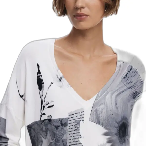 Desigual - Γυναικείο Πουλόβερ Gotemburgo Regular Fit 25WWJF15-1000 Λευκό 25WWJF15-1000