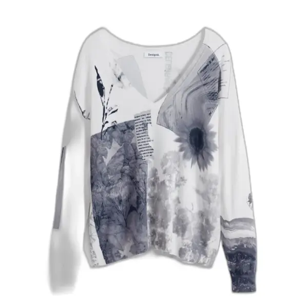 Desigual - Γυναικείο Πουλόβερ Gotemburgo Regular Fit 25WWJF15-1000 Λευκό 25WWJF15-1000