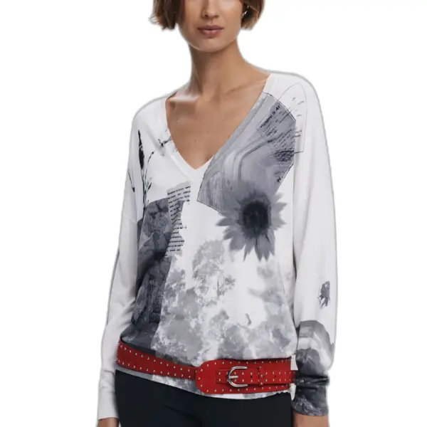 Desigual - Γυναικείο Πουλόβερ Gotemburgo Regular Fit 25WWJF15-1000 Λευκό