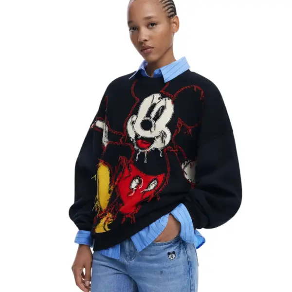 Desigual - Γυναικείο Πουλόβερ Hello Mickey Regular Fit 25WWSK14-2000 Μαύρο
