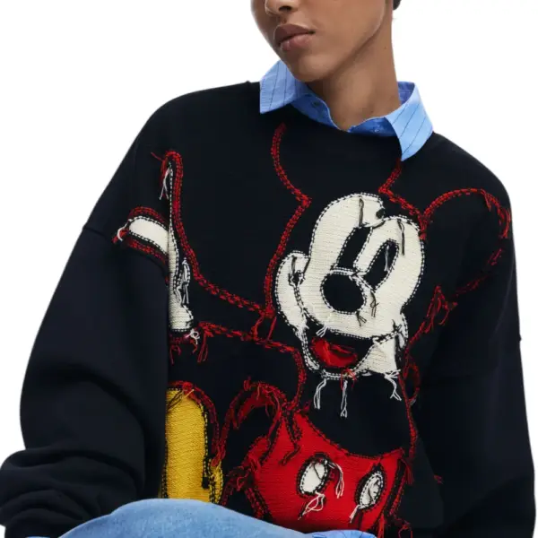 Desigual - Γυναικείο Πουλόβερ Hello Mickey Regular Fit 25WWSK14-2000 Μαύρο 25WWSK14-2000