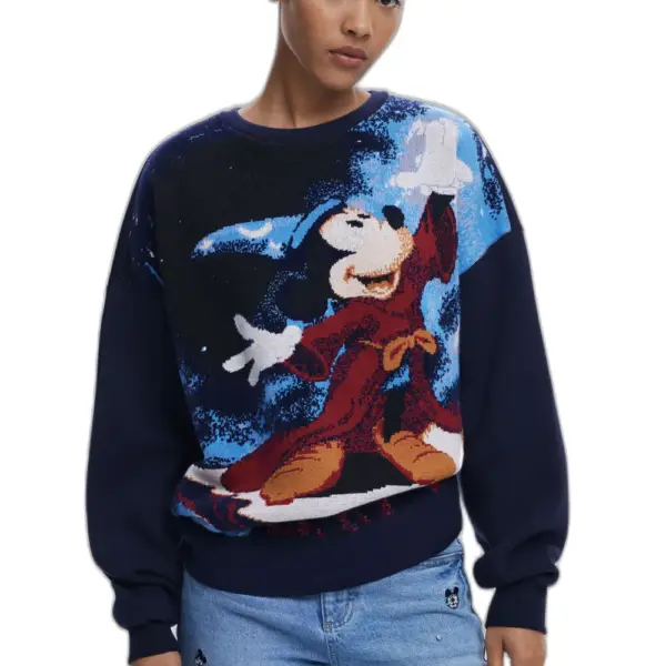 Desigual - Γυναικείο Πουλόβερ Mickey Fantasia Regular Fit 25WWSK15-5000 Μπλε Σκούρο