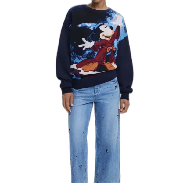 Desigual - Γυναικείο Πουλόβερ Mickey Fantasia Regular Fit 25WWSK15-5000 Μπλε Σκούρο 25WWSK15-5000