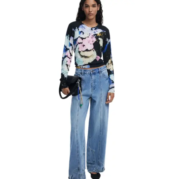 Desigual - Γυναικείο Πουλόβερ Nenufar Lacroix Regular Fit 25WWJF46-5025 Μαύρο 25WWJF46-5025