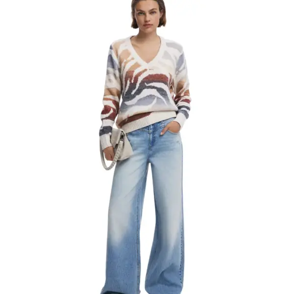 Desigual - Γυναικείο Πουλόβερ Wasilla Regular Fit 25WWJF21-1011 Εκρού 25WWJF21-1011