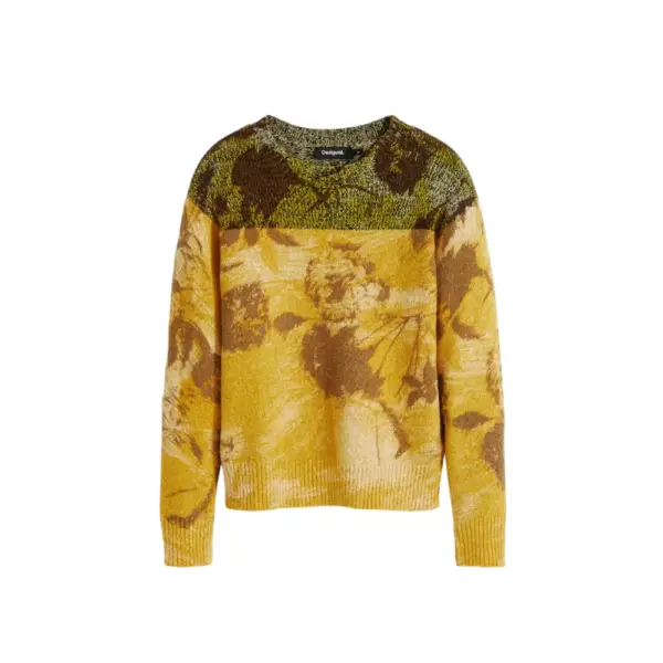 Desigual - Γυναικείο Πουλόβερ Ζακάρ Adak Regular Fit 25WWJF30-8018 Κίτρινο 25WWJF30-8018