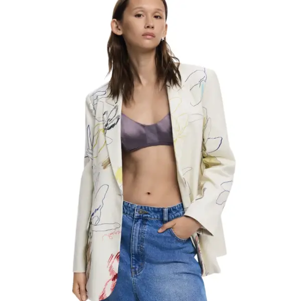 Desigual - Γυναικείο Σακάκι Arty Regular Fit 25WWEW21-1001 Λευκό