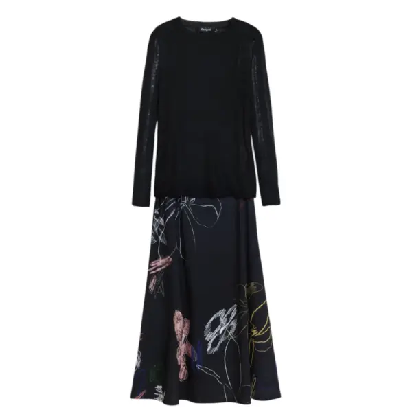 Desigual - Γυναικείο Φόρεμα 2 σε 1 Kala Slim Fit 25WWVK25-2000 Μαύρο 25WWVK25-2000