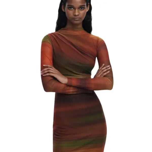 Desigual - Γυναικείο Φόρεμα Dante Slim Fit 25WWVK21-7017 Πορτοκαλί 25WWVK21-7017