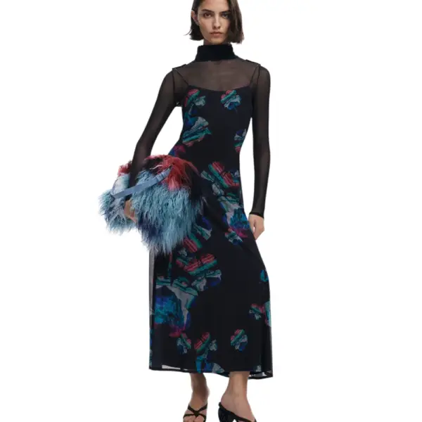 Desigual - Γυναικείο Φόρεμα Watercolor Lacroix Regular Fit 25WWVK03-2000 Μαύρο