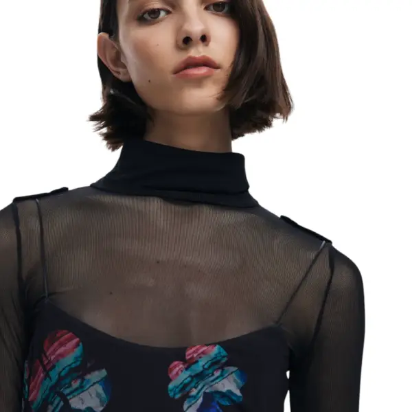 Desigual - Γυναικείο Φόρεμα Watercolor Lacroix Regular Fit 25WWVK03-2000 Μαύρο 25WWVK03-2000