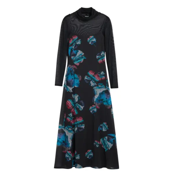 Desigual - Γυναικείο Φόρεμα Watercolor Lacroix Regular Fit 25WWVK03-2000 Μαύρο 25WWVK03-2000