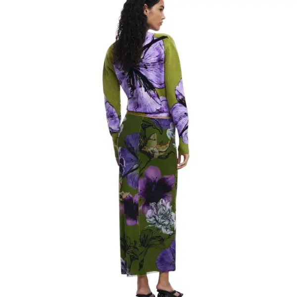 Desigual - Φούστα Maxi Tulleflowers Lacroix Regular Fit 25WWFK03-4010 Πράσινο 25WWFK03-4010