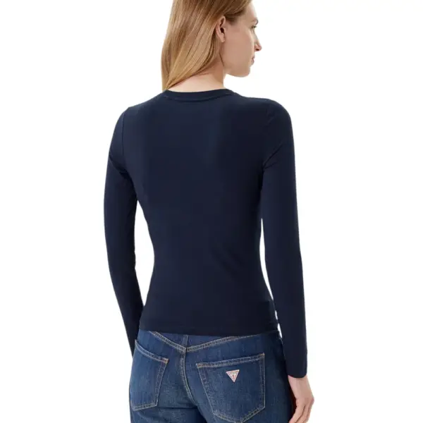 Guess - Γυναικεία Μακρυμάνικη Μπλούζα Slim Fit W4YI22J1314-A71W Μπλε Σκούρο W4YI22J1314-A71W