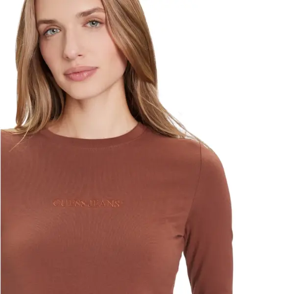 Guess - Γυναικεία Μακρυμάνικη Μπλούζα Slim Fit W4YI22J1314-A10W Καφέ W4YI22J1314-A10W