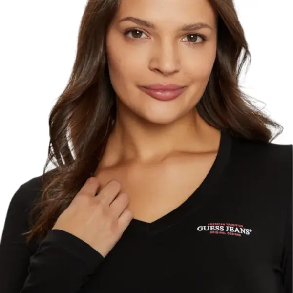 Guess - Γυναικείο T-Shirt Μακρυμάνικο Slim Mini American Tradition W4YI21J1314-JBLK Μαύρο W4YI21J1314-JBLK