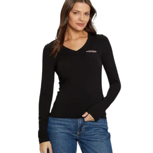 Guess - Γυναικείο T-Shirt Μακρυμάνικο Slim Mini American Tradition W4YI21J1314-JBLK Μαύρο