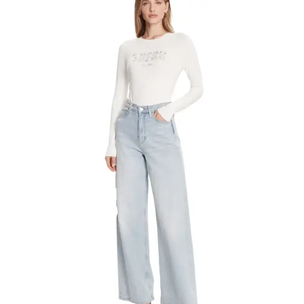 Guess - Γυναικείο Πουλόβερ Regular Fit W5BR40Z2NQ2-G012 Εκρού W5BR40Z2NQ2-G012