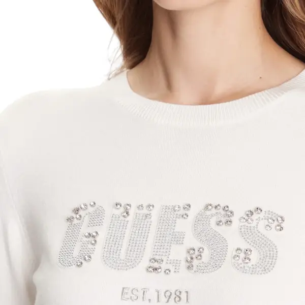 Guess - Γυναικείο Πουλόβερ Regular Fit W5BR40Z2NQ2-G012 Εκρού W5BR40Z2NQ2-G012