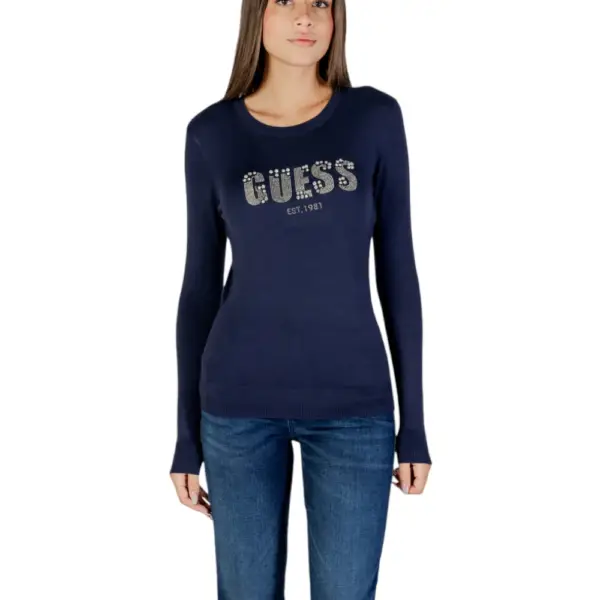 Guess - Γυναικείο Πουλόβερ Regular Fit W5BR40Z2NQ2-G77G Μπλε Σκούρο