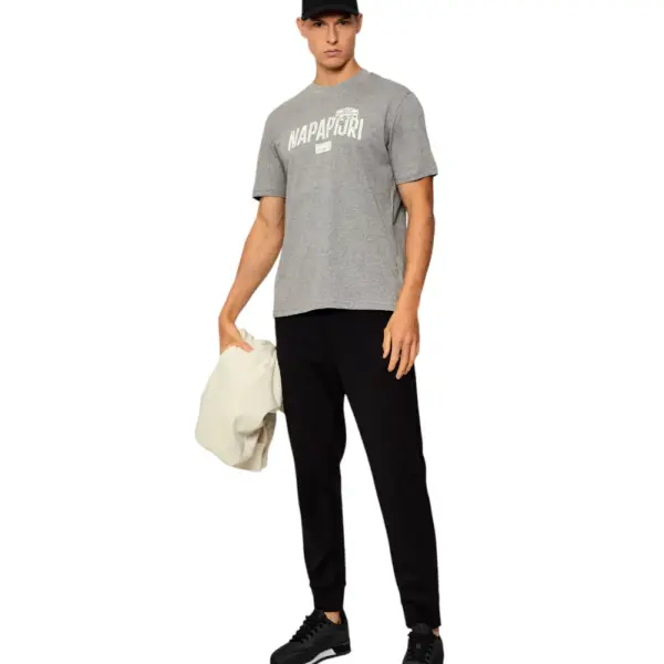 Napapijri - Ανδρικό T-shirt S Funess Regular Fit NP0A88UA-160 Γκρι NP0A88UA160