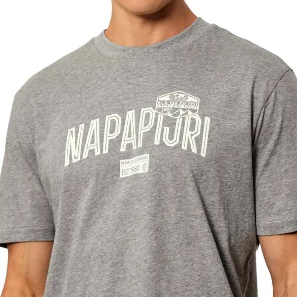 Napapijri - Ανδρικό T-shirt S Funess Regular Fit NP0A88UA-160 Γκρι NP0A88UA160