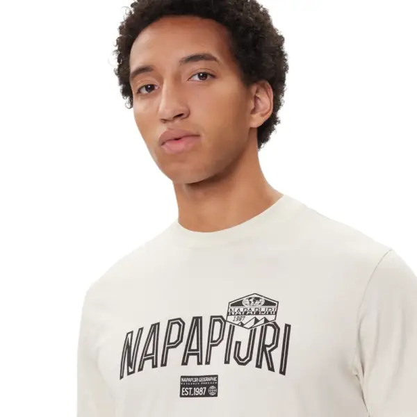 Napapijri - Ανδρικό T-shirt S Funess Regular Fit NP0A88UA-N1J Εκρού NP0A88UAN1J