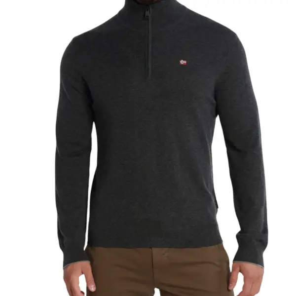 Napapijri - Ανδρικό Πουλόβερ Damavand Regular Fit NP0A4GJS-197 Γκρι Σκούρο NP0A4GJS197