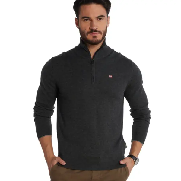 Napapijri - Ανδρικό Πουλόβερ Damavand Regular Fit NP0A4GJS-197 Γκρι Σκούρο